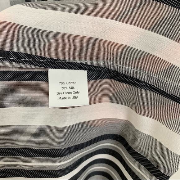 Shamask Striped Sheer Hidden Button Up Top - Picture 8 of 10